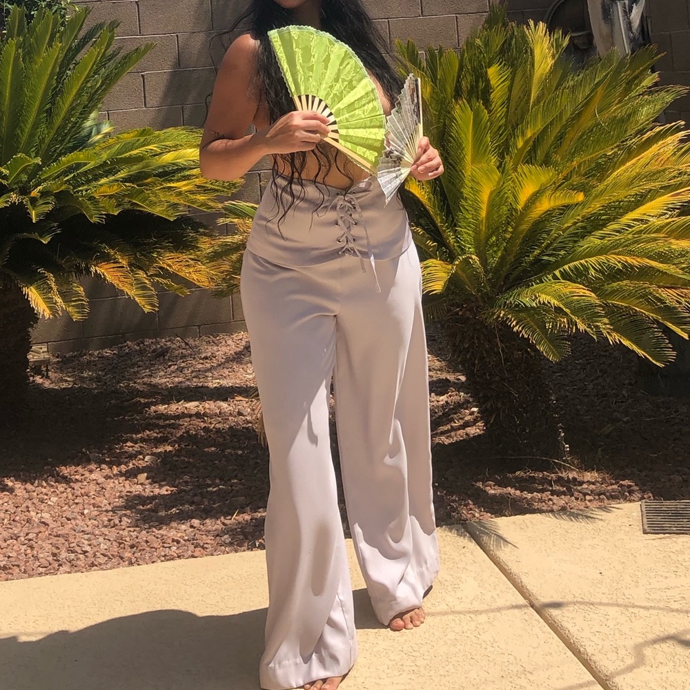 Missguided Lavender Corset Wide Leg Pants